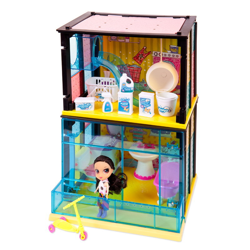 Кукольный дом из серии Модный дом – Ванная и прачечная, 2 в 1, в наборе с куклой и мебелью, 85 деталей  